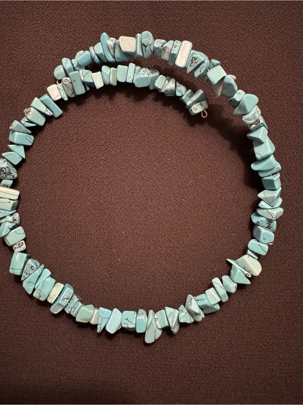 Vintage Turquoise Chip Choker - Memory Wire Necklace